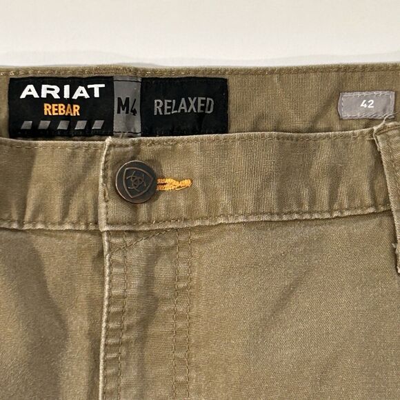 ARIAT Rebar M4 Cargo Shorts Mens 42 Relaxed‎ Fit Canvas Utility Work Field Khaki - Picture 2 of 13